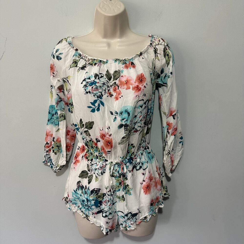 Cotton Cady Romper Womens Small Long Sleeve Garden Floral Dainty Soft Girl Twee
